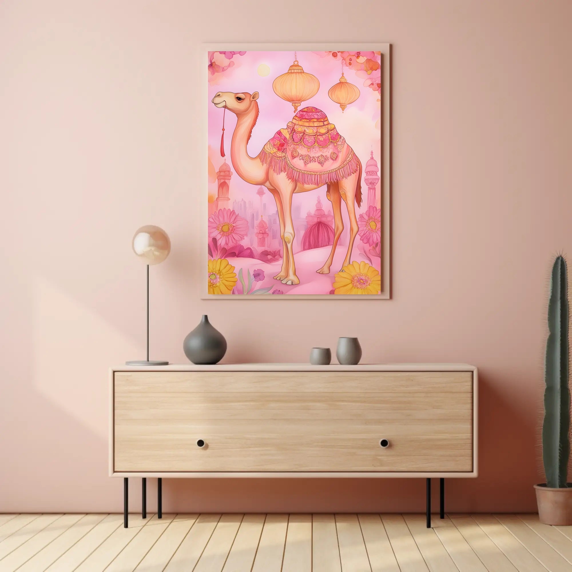 Dreamy Desert Camel Poster Vintage Travel Wall Art