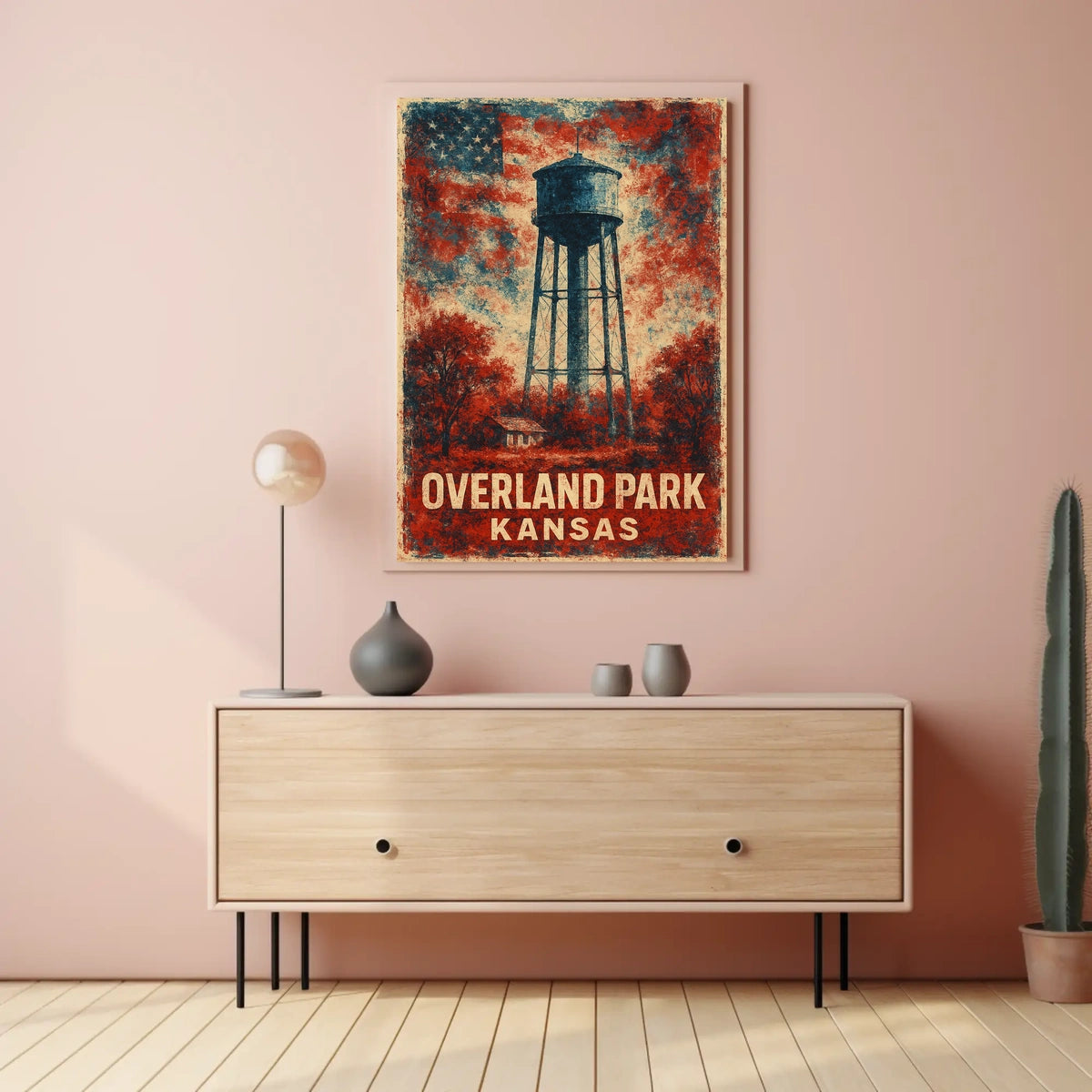 Overland Park Kansas Wanderlust Vintage Travel Map Poster
