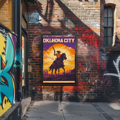 Oklahoma City Cowboy Vintage Poster