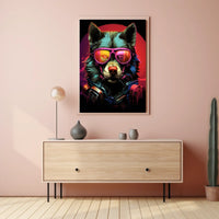 Futuristic Wolf in Sunglasses Futuristic Sci-Fi Poster