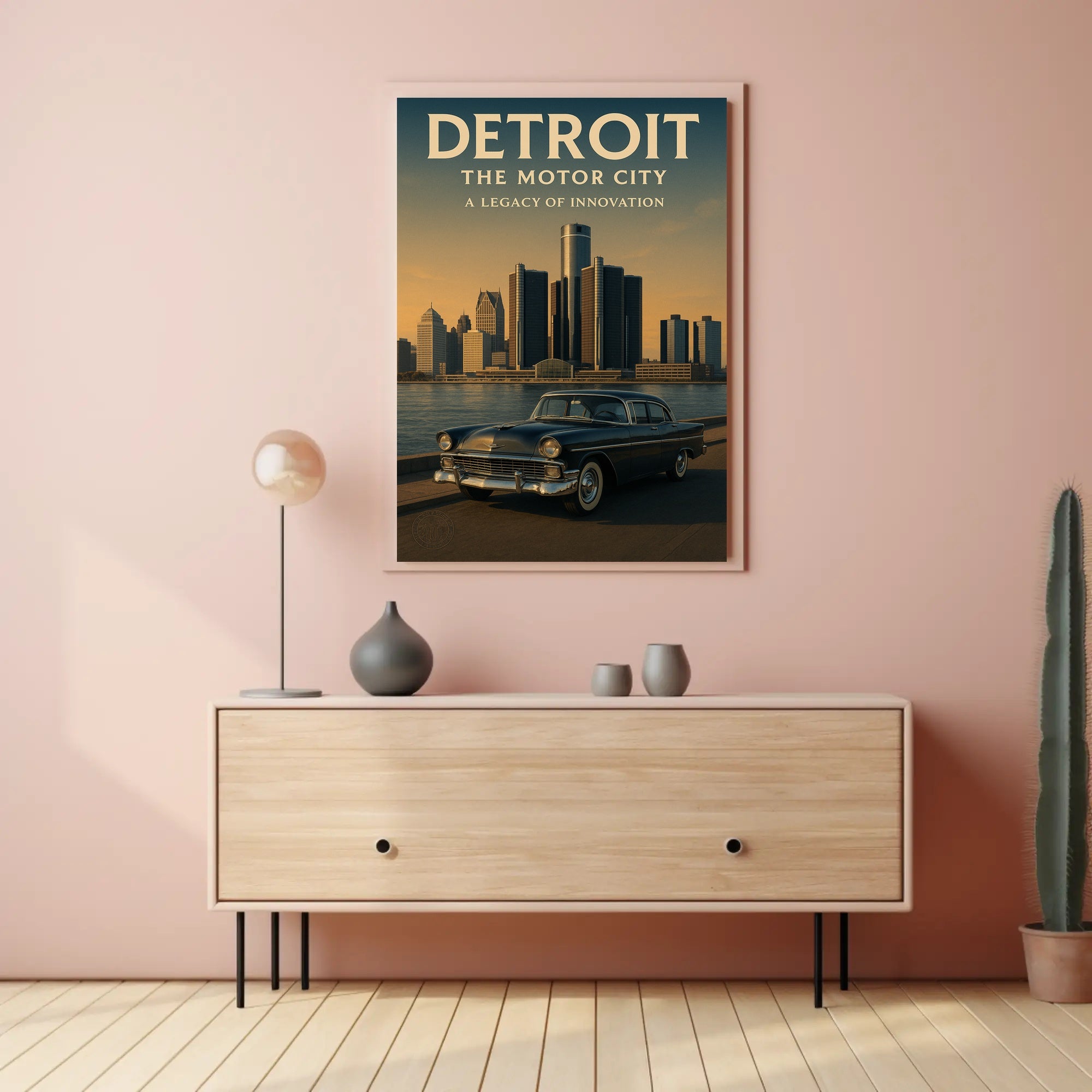 Detroit The Motor City Vintage Poster PosterGoat