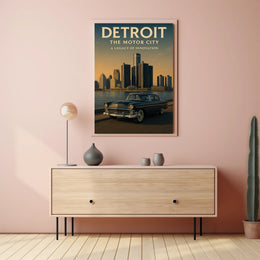 Detroit The Motor City Vintage Poster PosterGoat