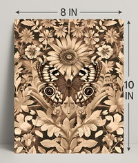 Butterfly and Floral Vintage Artwork Artistic Poster