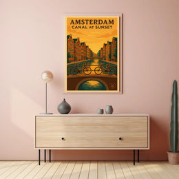 Amsterdam Canal at Sunset Poster