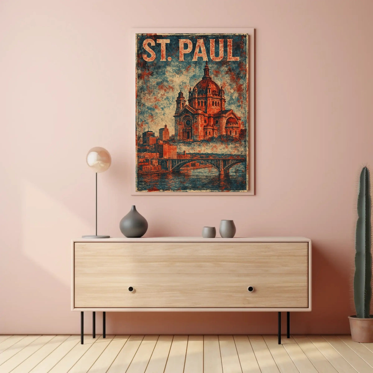 St Paul Cathedral Vintage Art Heritage Typography Historic Charm Weathered Monuments Collectors Skyline Poster