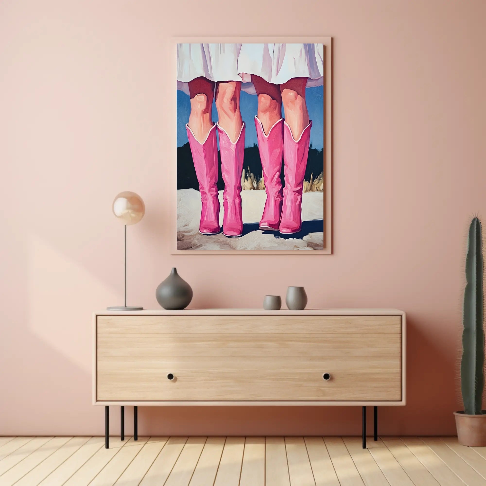 Pink Boots Wall Art Poster Vintage Feminine Print