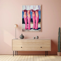Pink Boots Wall Art Poster Vintage Feminine Print