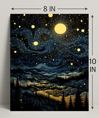 Starry Night Landscape Poster PosterGoat