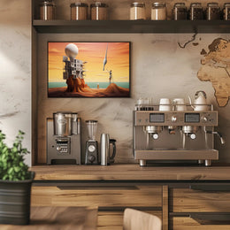 Surreal Landscape with Futuristic Sci-Fi Architecture Poster