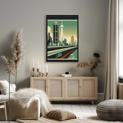 Futuristic Skyline Of Shanghai China Travel Poster