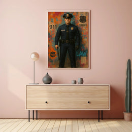 Bold Police Officer Portrait for Law, Order, and Justice Poster
