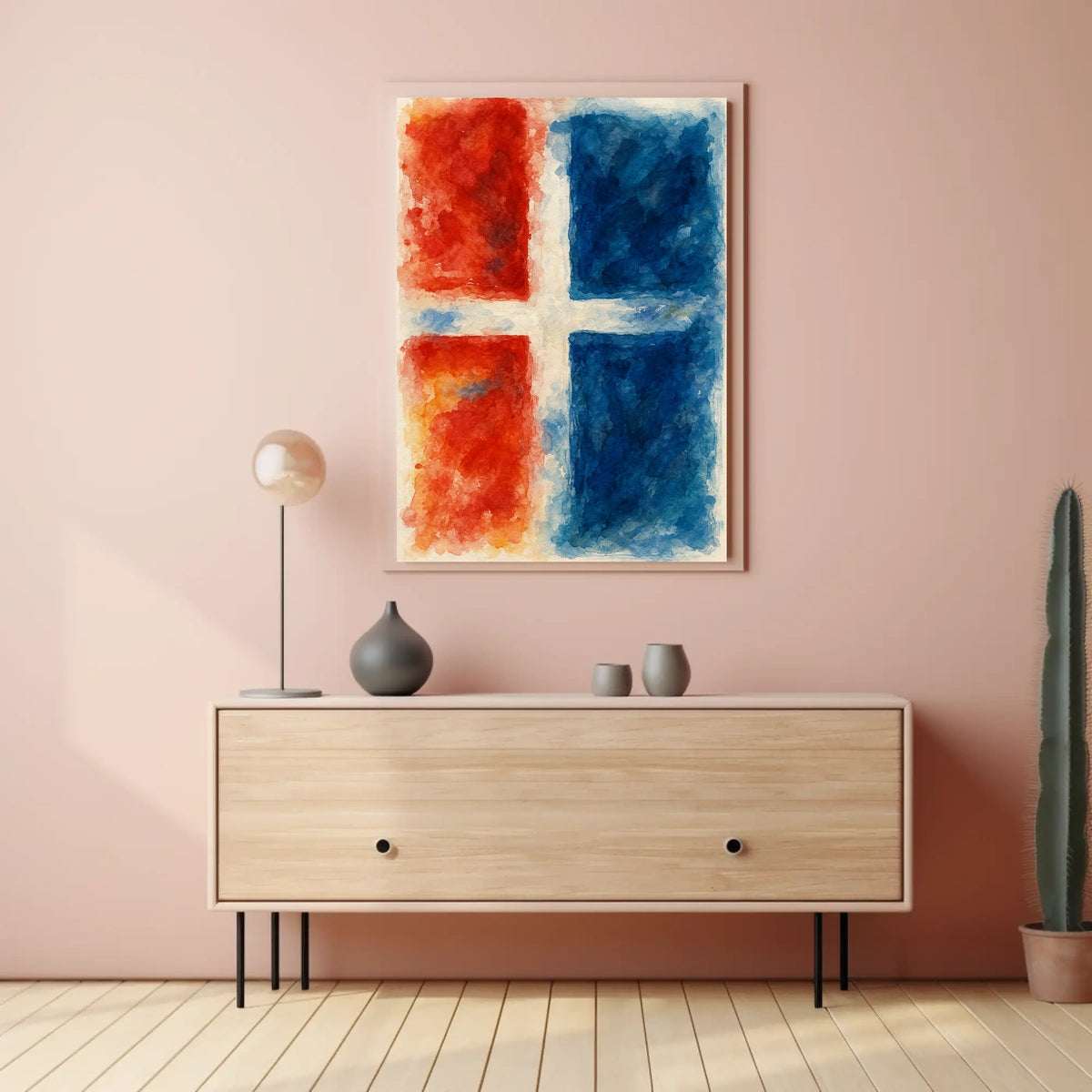 Abstract Red And Blue Composition Poster