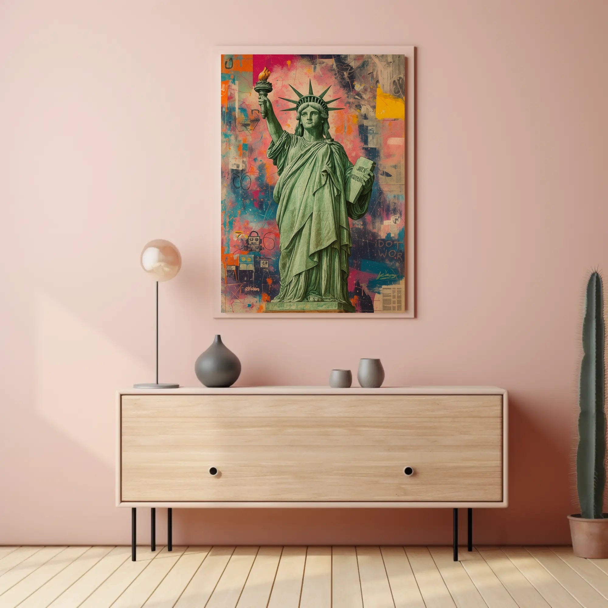 Statue of Liberty Vibrant Pop Art Poster - Abstract, Artistic, or Pop Culture Poster