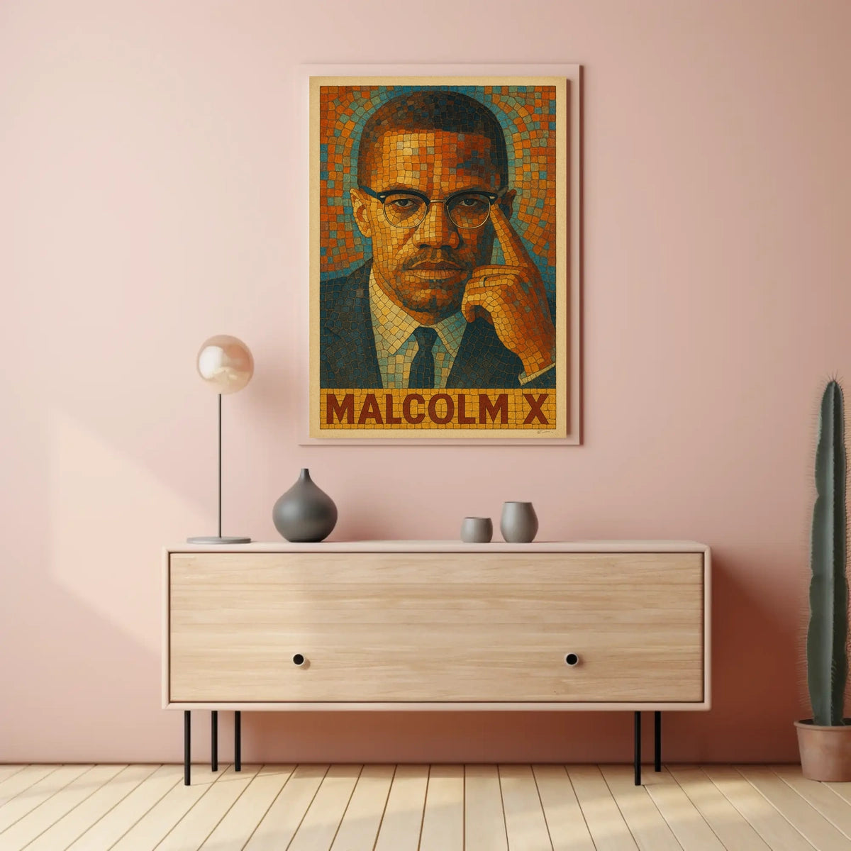 Malcolm X Mosaic Portrait Poster