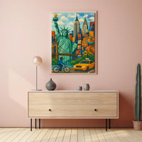 Iconic New York City Mosaic Art Poster Abstract Wall Art