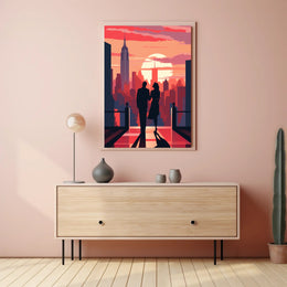Sunset Silhouettes In The City Poster