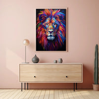 Bold Modern Lion Art Poster with Abstract, Artistic Flair