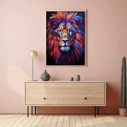 Bold Modern Lion Art Poster with Abstract, Artistic Flair
