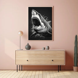 Ferocious Shark Illustration Poster