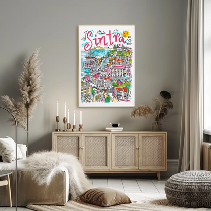 Sintra Portugal Historic Castles Colorful Town Travel Poster