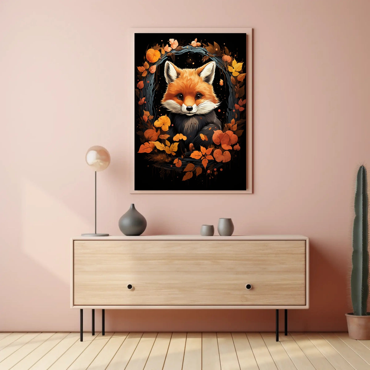 Red Panda Autumnal Whimsy Art Poster Decor