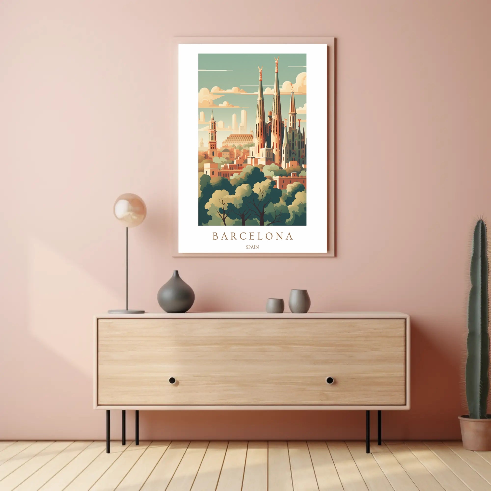 Barcelona Skyline Poster PosterGoat