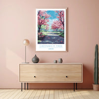 Greenwich Park Serenity Cherry Blossom Travel Poster