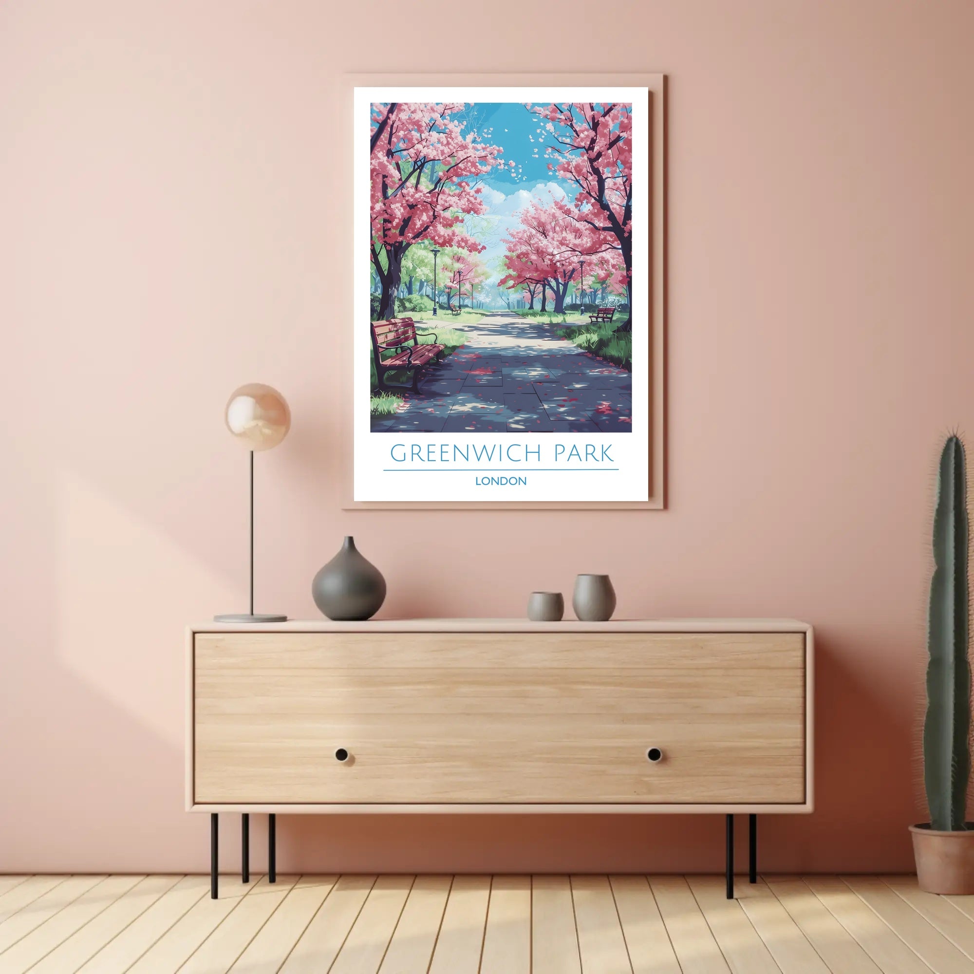 Greenwich Park Serenity Cherry Blossom Travel Poster