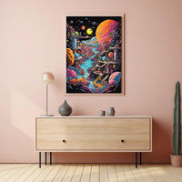 Futuristic Space Exploration with Retro Sci-Fi Poster