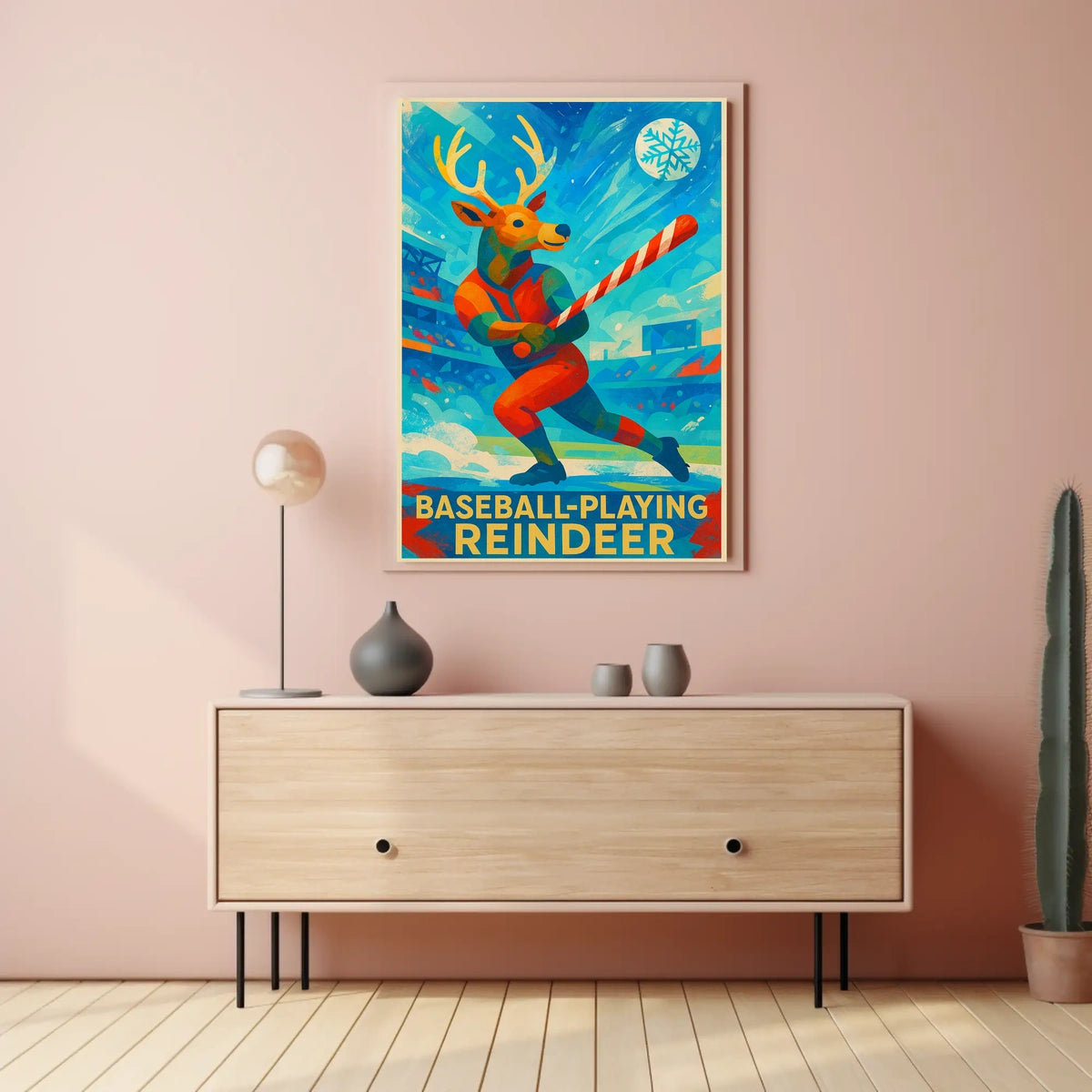 Baseball-Playing Reindeer Poster