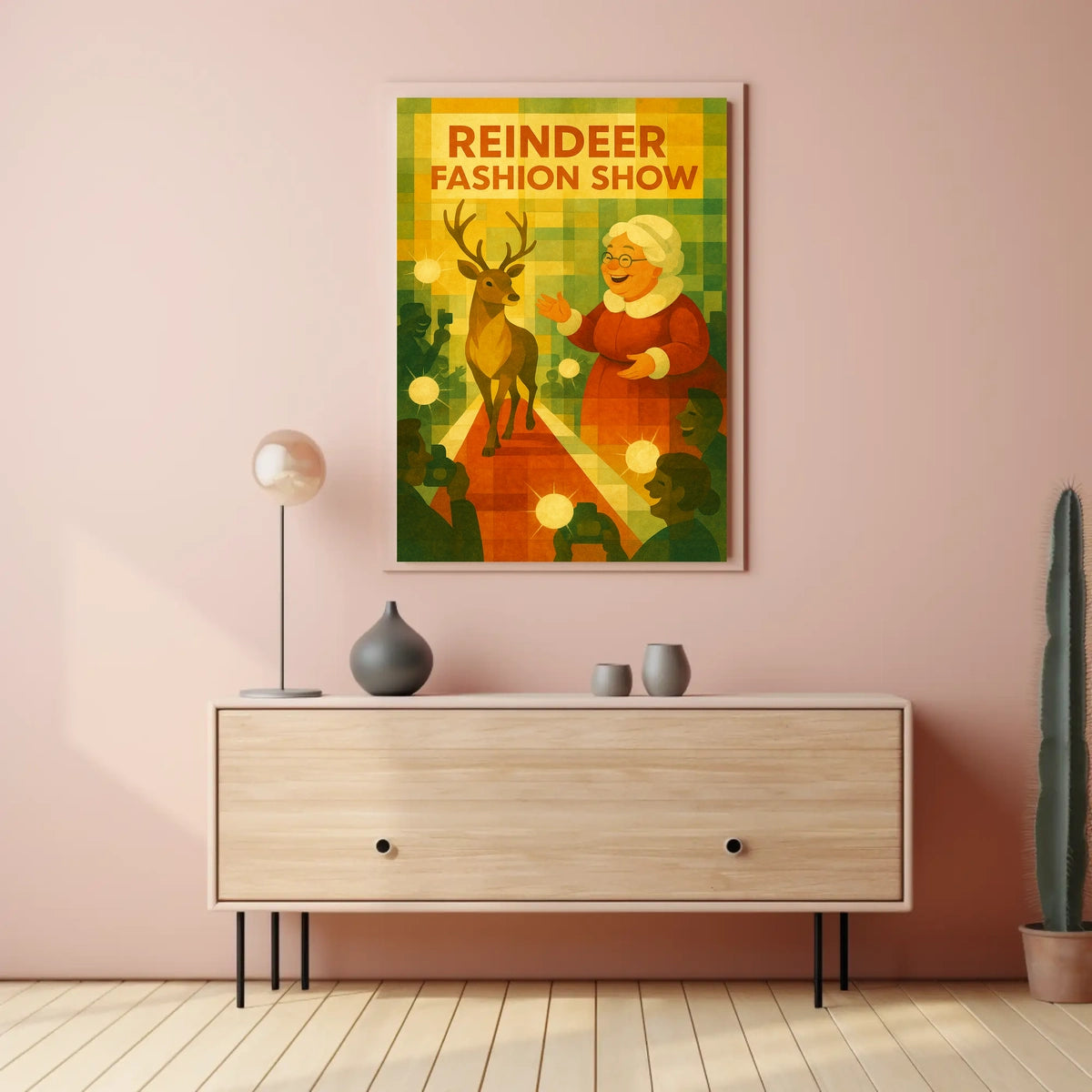 Reindeer Fashion Show Holiday Animal Poster