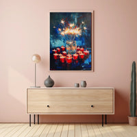 Glowing Sparkler Bouquet In Mason Jar Centerpiece Poster