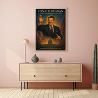 Reagan Era Leadership Vintage Patriotic Poster Art