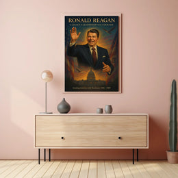 Reagan Era Leadership Vintage Patriotic Poster Art