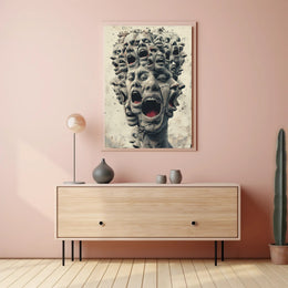 Surreal Faces of Anguish Art Poster Print PosterGoat