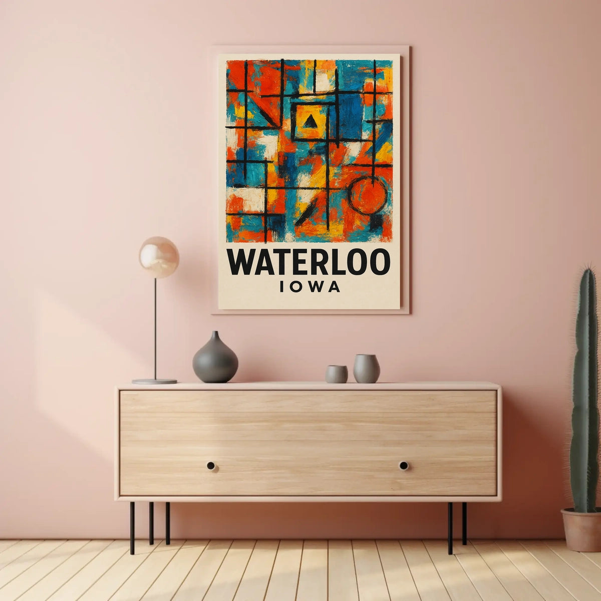Waterloo Iowa Modern Abstract Art Poster Print