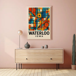 Waterloo Iowa Modern Abstract Art Poster Print