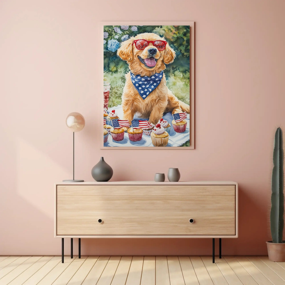 Golden Retriever Puppy On White Picnic Blanket Poster