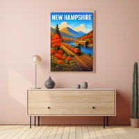 New Hampshire Autumn Train Journey Poster