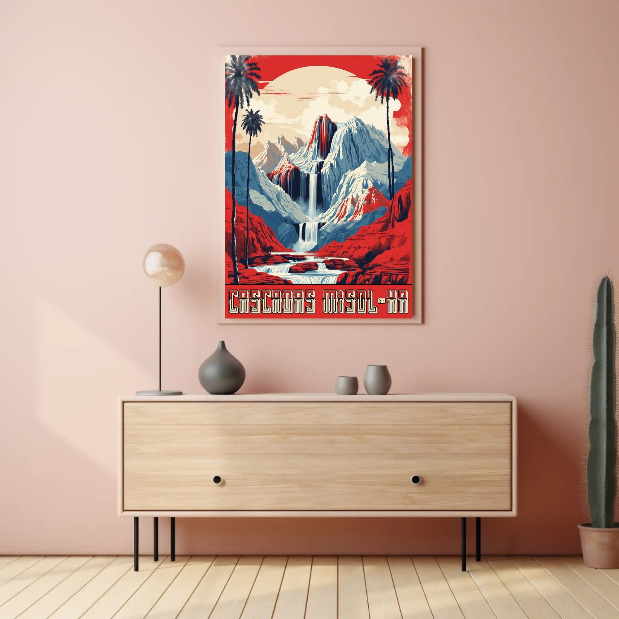 Cascadas Misol-Ha Retro Travel Poster