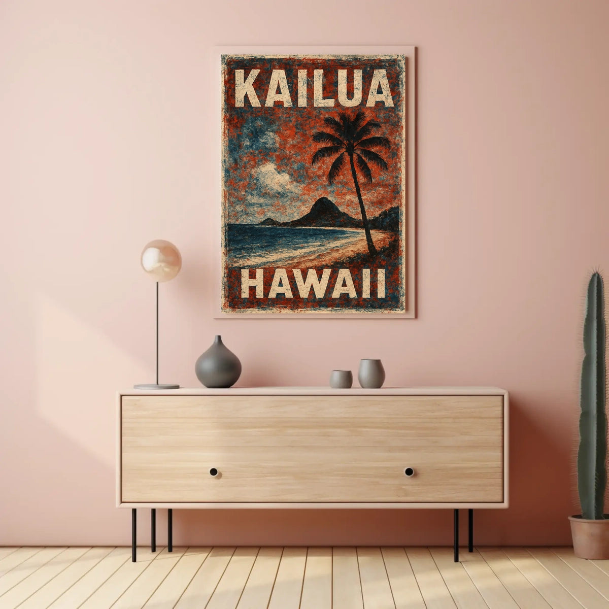 Kailua Hawaii Beach Art Deco Nostalgic Poster