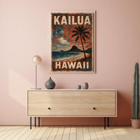 Kailua Hawaii Beach Art Deco Nostalgic Poster