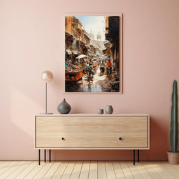 Vibrant Street Scene Historic Urban Heritage Poster