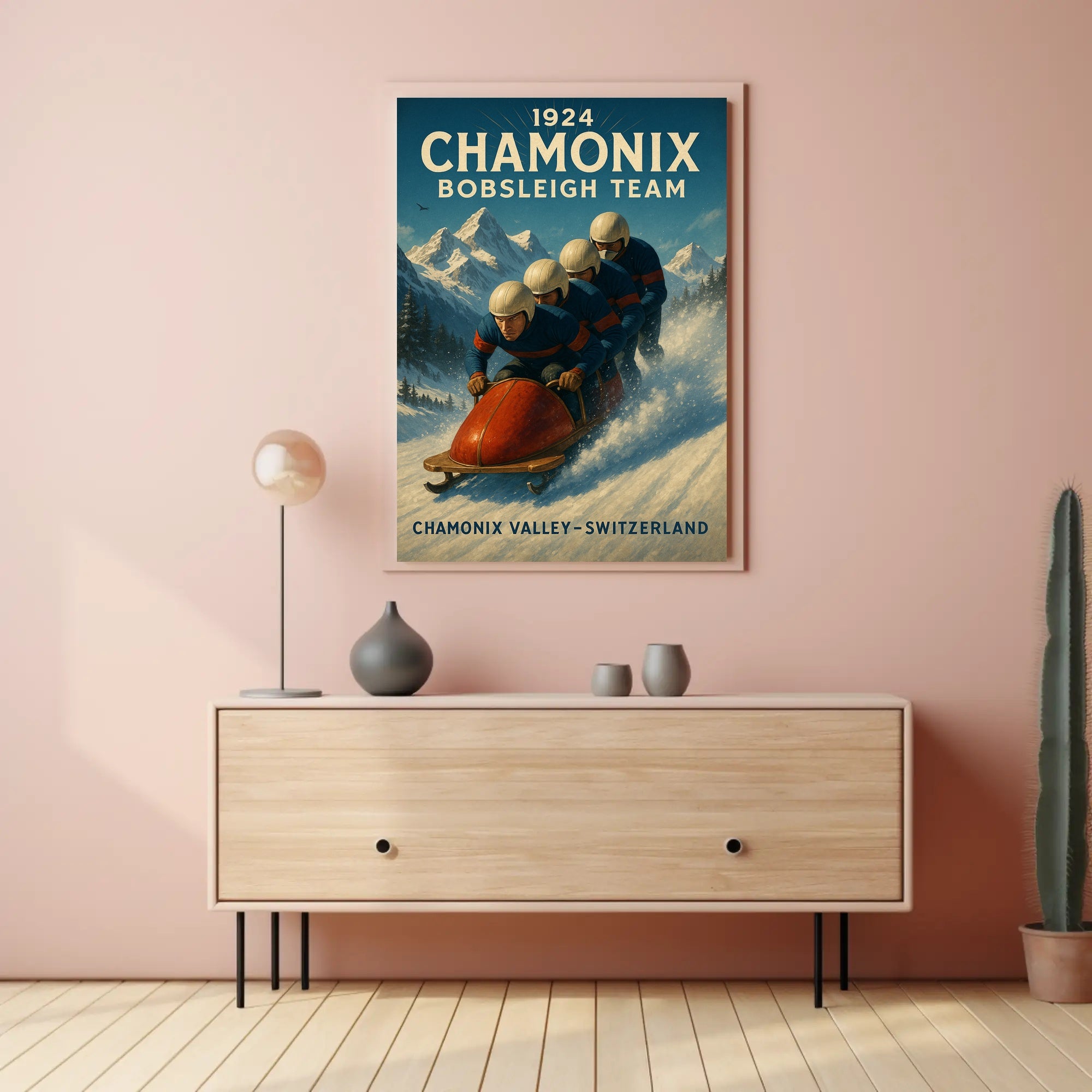 Chamonix Bobsleigh Team 1924 Poster