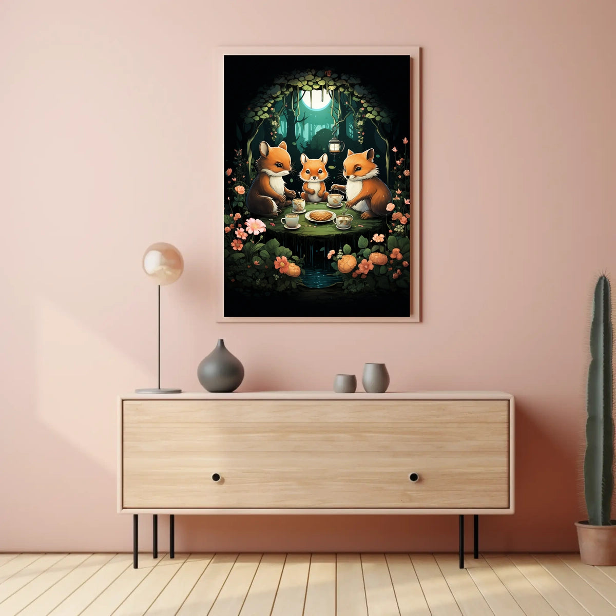Whimsical Woodland Foxes Enchanted Tea Party Poster