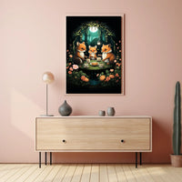 Whimsical Woodland Foxes Enchanted Tea Party Poster