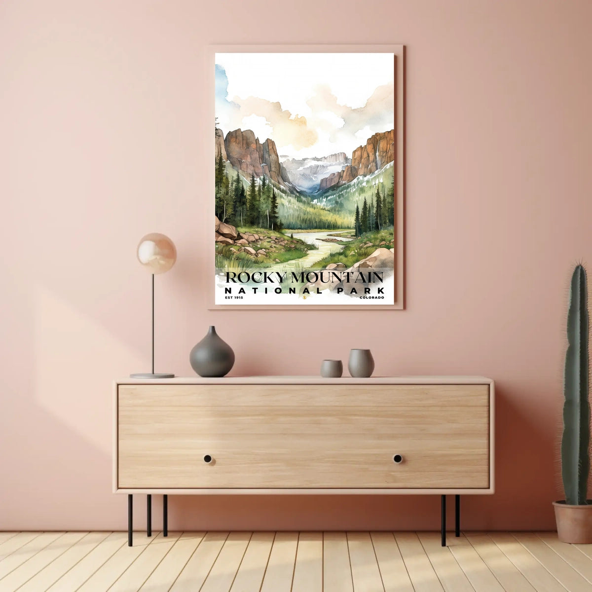 Rocky Mountain Watercolor Wall Art Poster