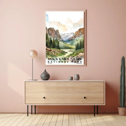 Rocky Mountain Watercolor Wall Art Poster