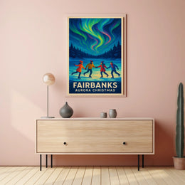Fairbanks Aurora Christmas Night View Landscape Poster
