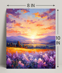 Vibrant Sunset Over Fields Poster